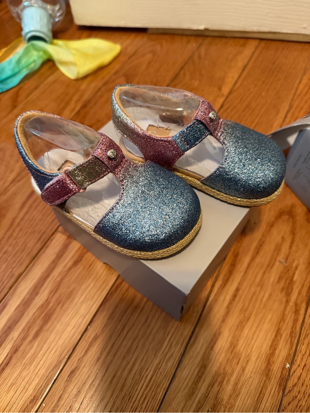 UGG Girls Glitter Mary Jane Shoes in Blue and Pink